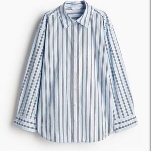 NWT Women’s Loose Fit Cotton Shirt Light Blue Stripes